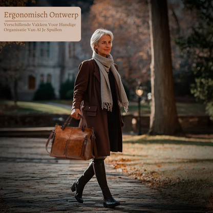 Genuine Leather Work Bag for Women – Spacious Tote with Compartments