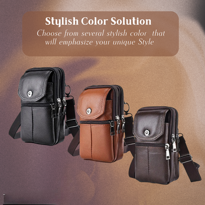 Genuine Leather Shoulder Bag – Compact Travel Crossbody Bag