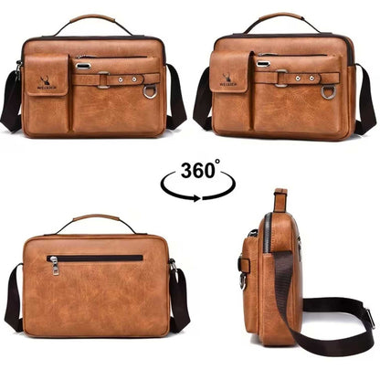 Genuine Leather Crossbody Bag for Men – Compact Messenger Shoulder Bag