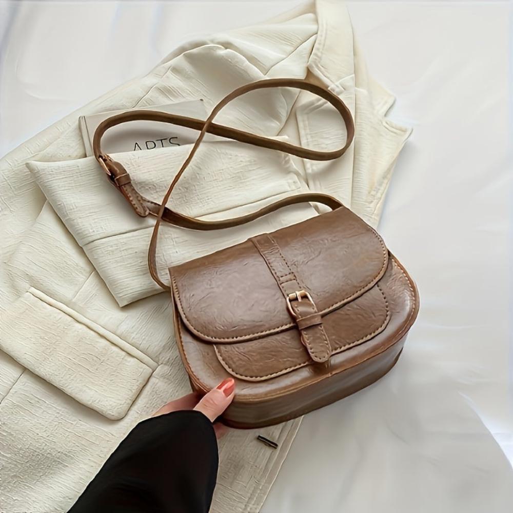 Genuine Leather Saddle Bag for Women – Compact Crossbody Bag