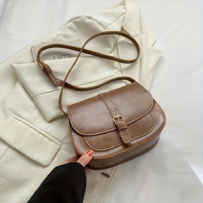 Genuine Leather Saddle Bag for Women – Compact Crossbody Bag