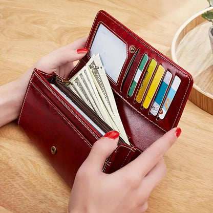 Genuine Leather Purse for Women – Large Wallet with Card Organiser