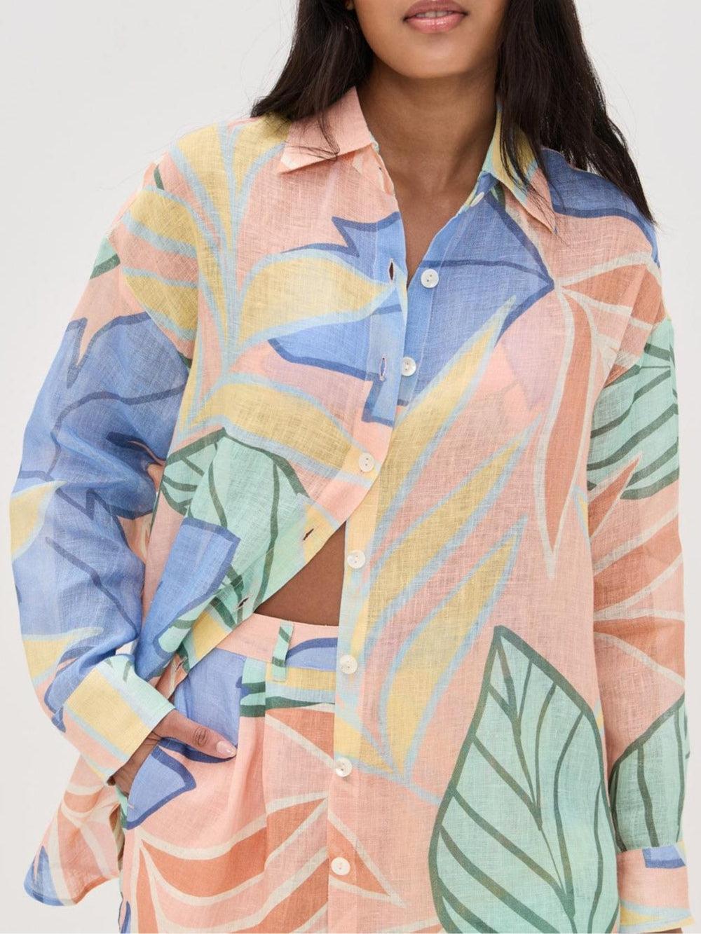 Kim Tropical Leaf Printed Short Set