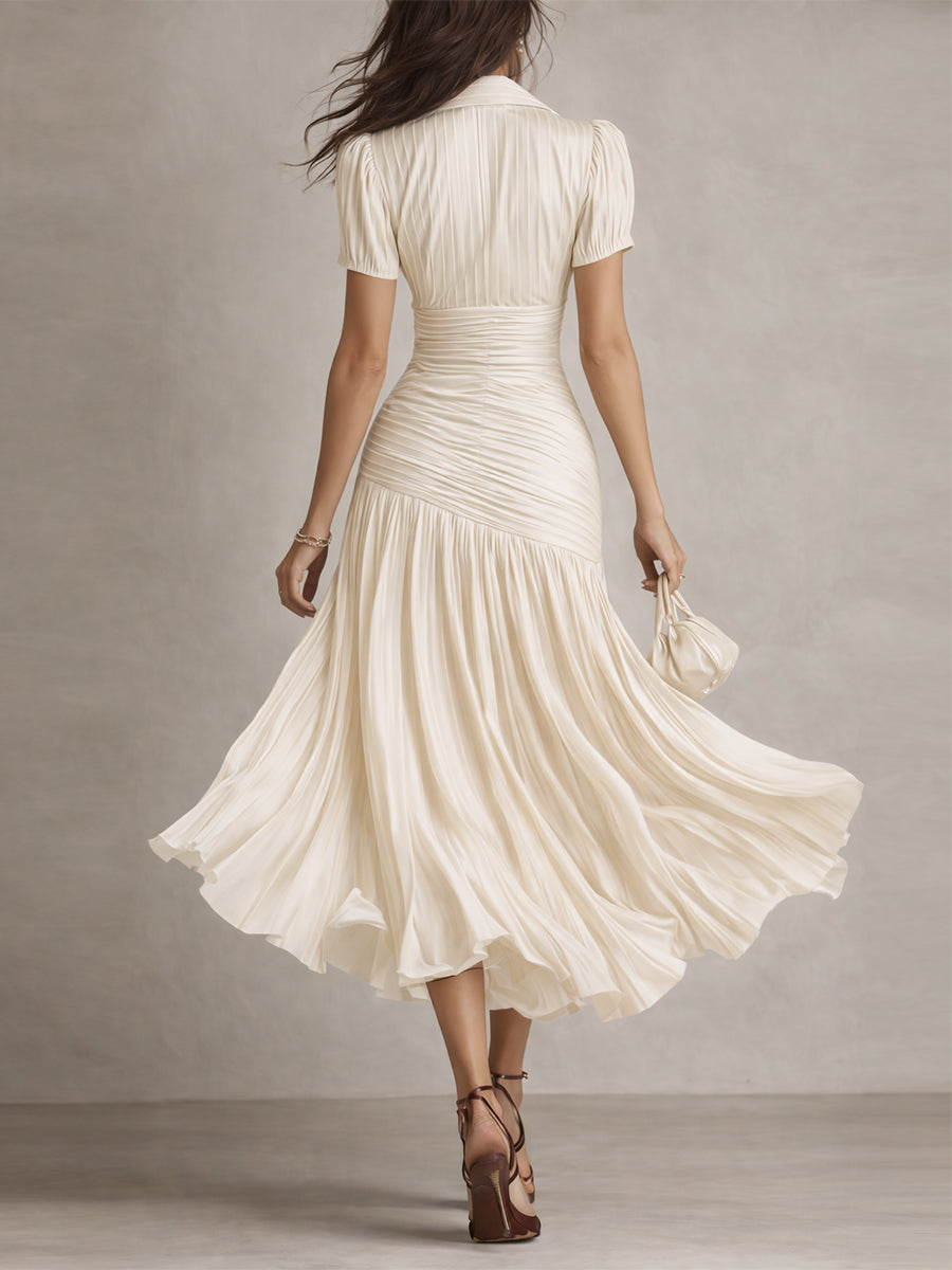 Striped Satin Midi Dress | Adriana