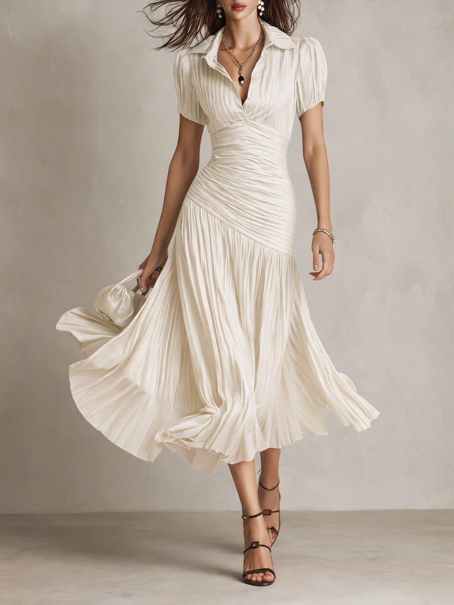 Striped Satin Midi Dress | Adriana