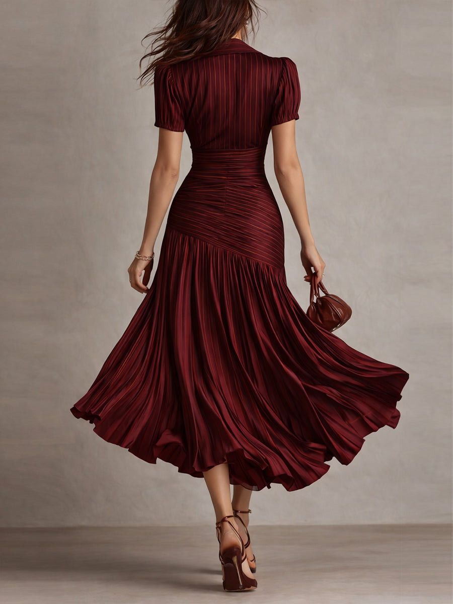 Striped Satin Midi Dress | Adriana