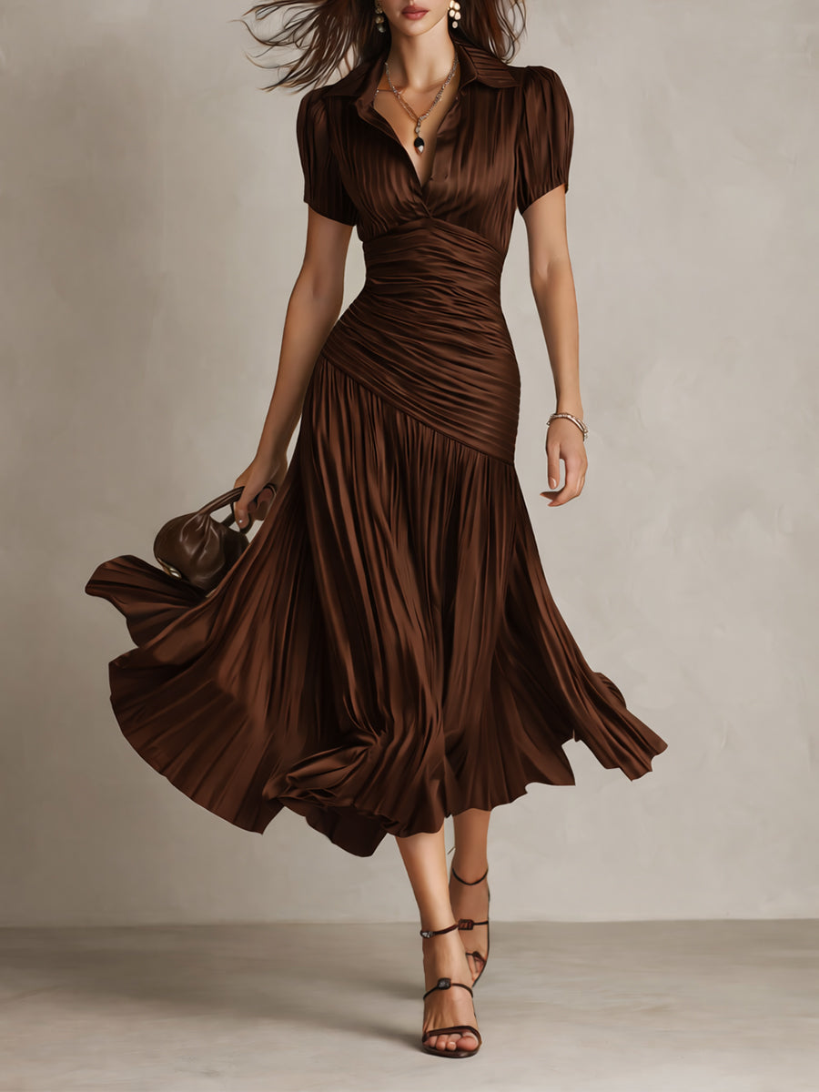 Striped Satin Midi Dress | Adriana