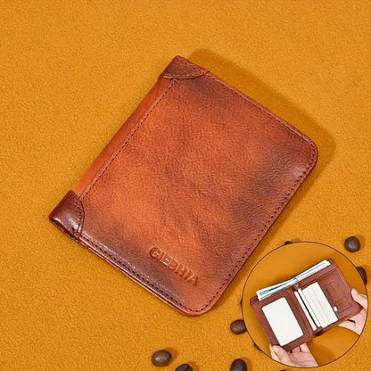 Genuine Leather RFID Wallet – Men's Slim Trifold Card Wallet