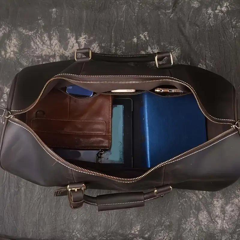 Genuine Leather Travel Bag – Large Weekender Holdall
