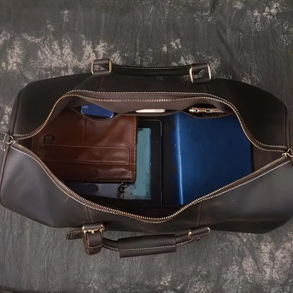 Genuine Leather Travel Bag – Large Weekender Holdall