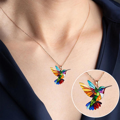 Hummingbird Pendant Necklace with Matching Earrings – Gift Set