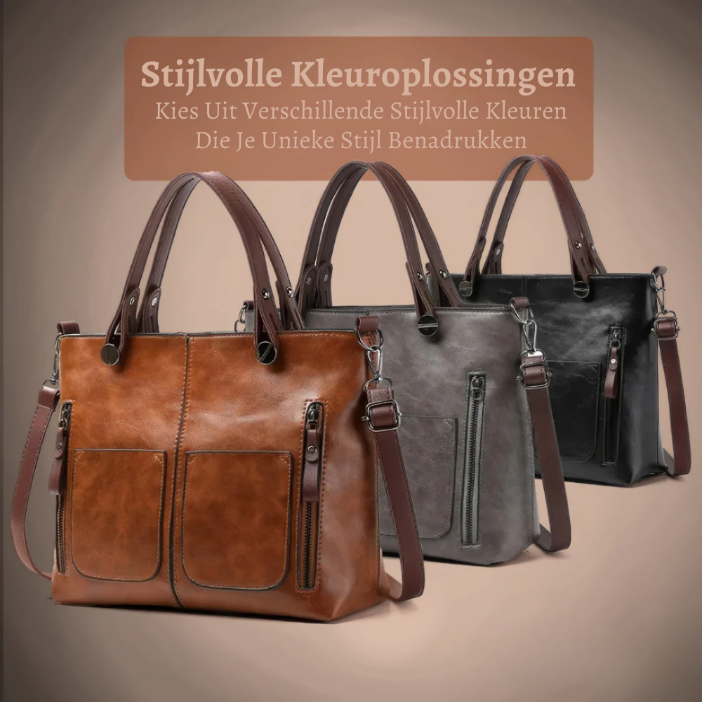 Genuine Leather Work Bag for Women – Spacious Tote with Compartments