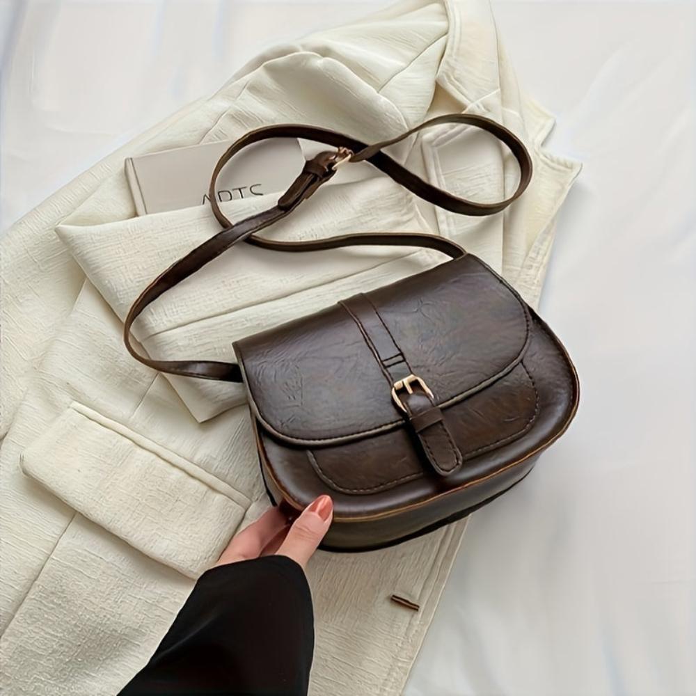 Genuine Leather Saddle Bag for Women – Compact Crossbody Bag