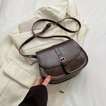 Genuine Leather Saddle Bag for Women – Compact Crossbody Bag