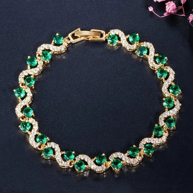 Fiora Emerald Bracelet – Green Stone Statement Piece
