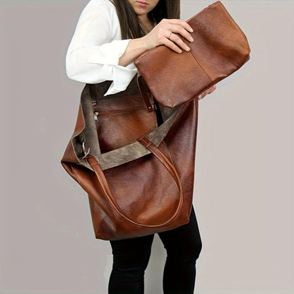 Large Tote Bag for Women – Soft Faux Leather Shoulder Bag with Pouch | Renée