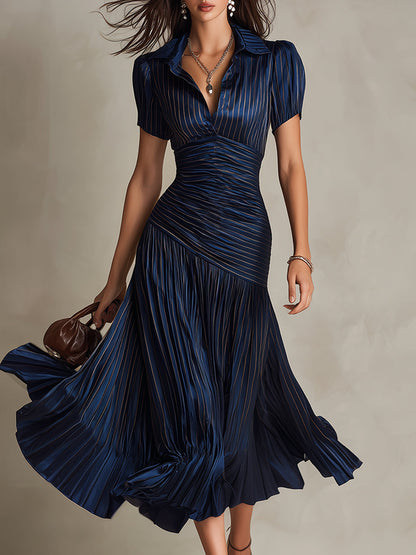 Striped Satin Midi Dress | Adriana