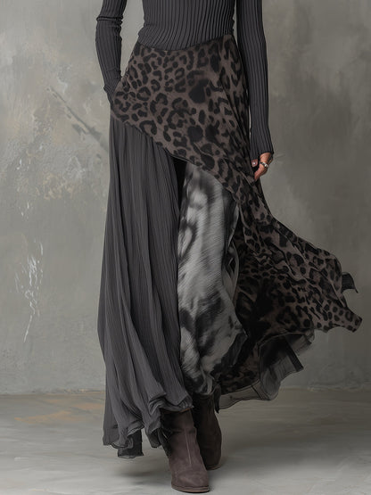 Martina | Long bohemian-style dress with leopard print • S1