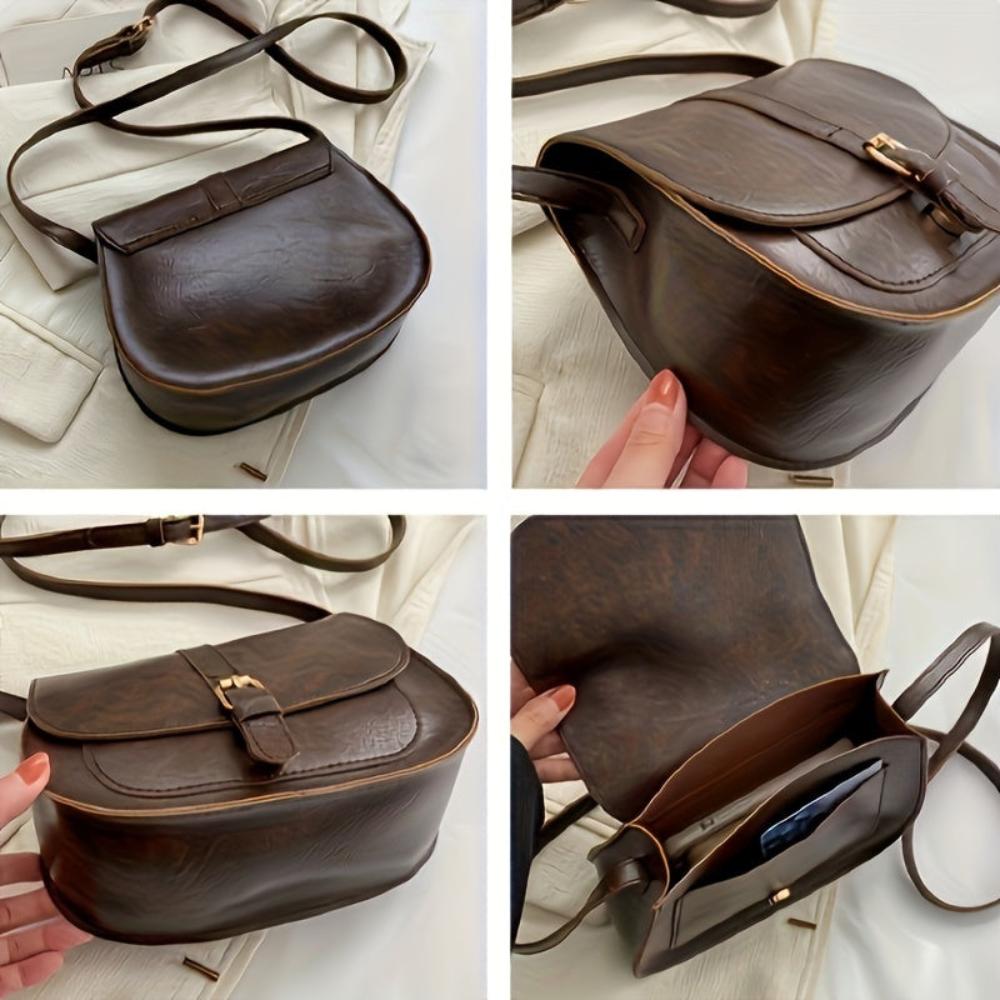 Genuine Leather Saddle Bag for Women – Compact Crossbody Bag