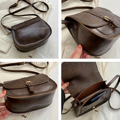 Genuine Leather Saddle Bag for Women – Compact Crossbody Bag