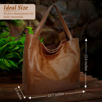 Genuine Leather Shoulder Bag for Women – Elegant Vintage Handbag | Aurora's Charm