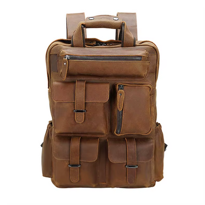 Genuine Leather Laptop Backpack – Vintage Rucksack for Work & Travel