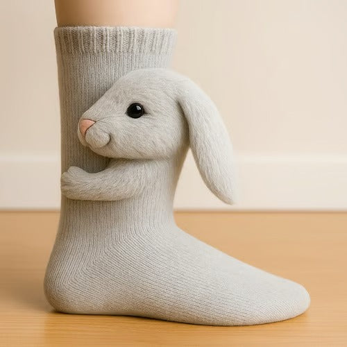 Fun 3D Animal Cosy Socks – Non-Slip Sole, One Size