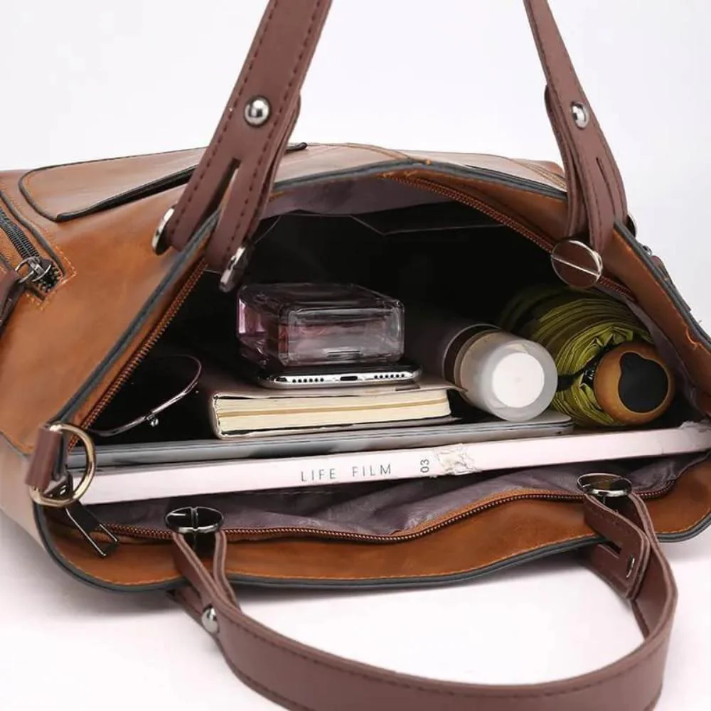 Genuine Leather Work Bag for Women – Spacious Tote with Compartments