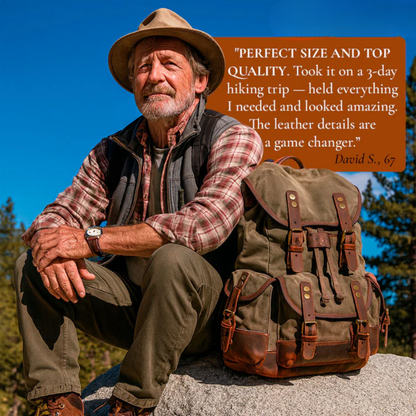 Waxed Canvas & Genuine Leather Hiking Backpack – 18L Rucksack | John