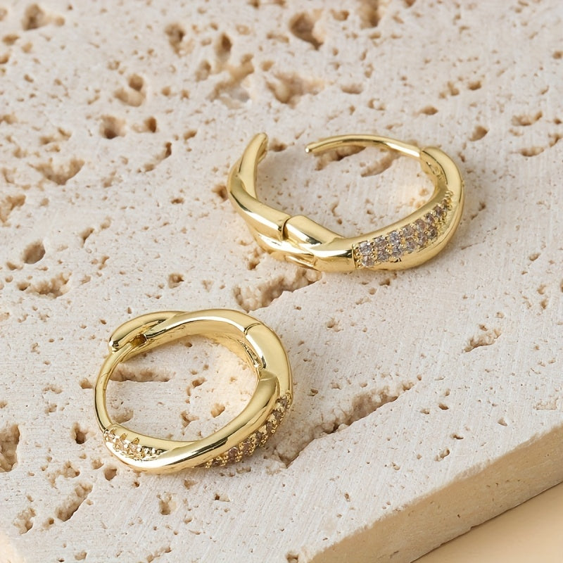 Korean Link Drop Earrings – 18K Gold Vermeil with Zircon