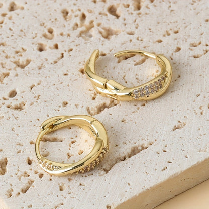 Korean Link Drop Earrings – 18K Gold Vermeil with Zircon
