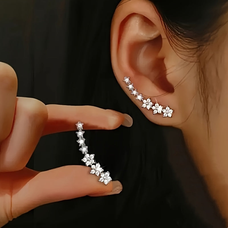 Timeless Floral Ear Climbers – Rose Gold, Silver or Gold