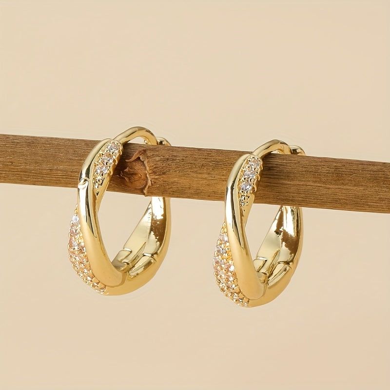 Korean Link Drop Earrings – 18K Gold Vermeil with Zircon