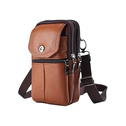 Genuine Leather Shoulder Bag – Compact Travel Crossbody Bag