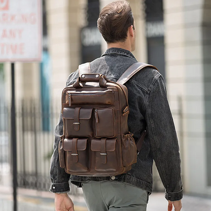 Genuine Leather Laptop Backpack – Vintage Rucksack for Work & Travel
