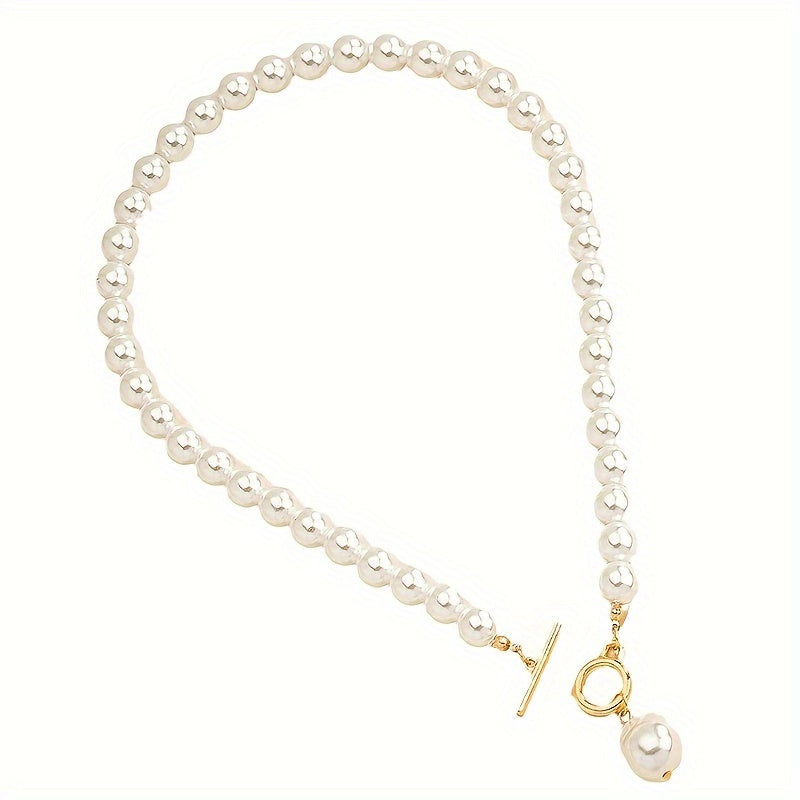 Vintage Baroque Pearl Necklace and Earrings Set – Gold Tone