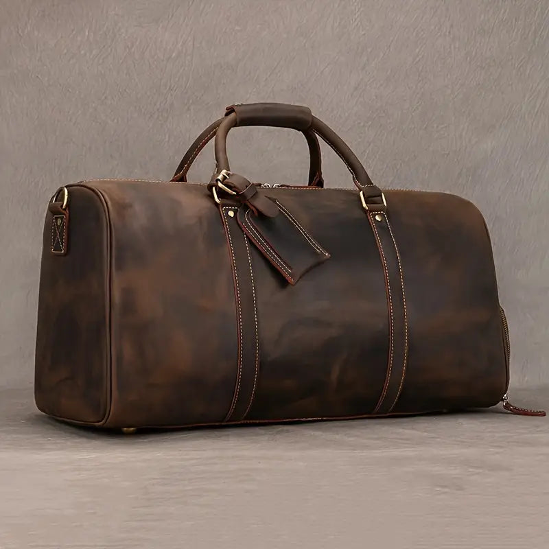 Genuine Leather Travel Bag – Large Weekender Holdall