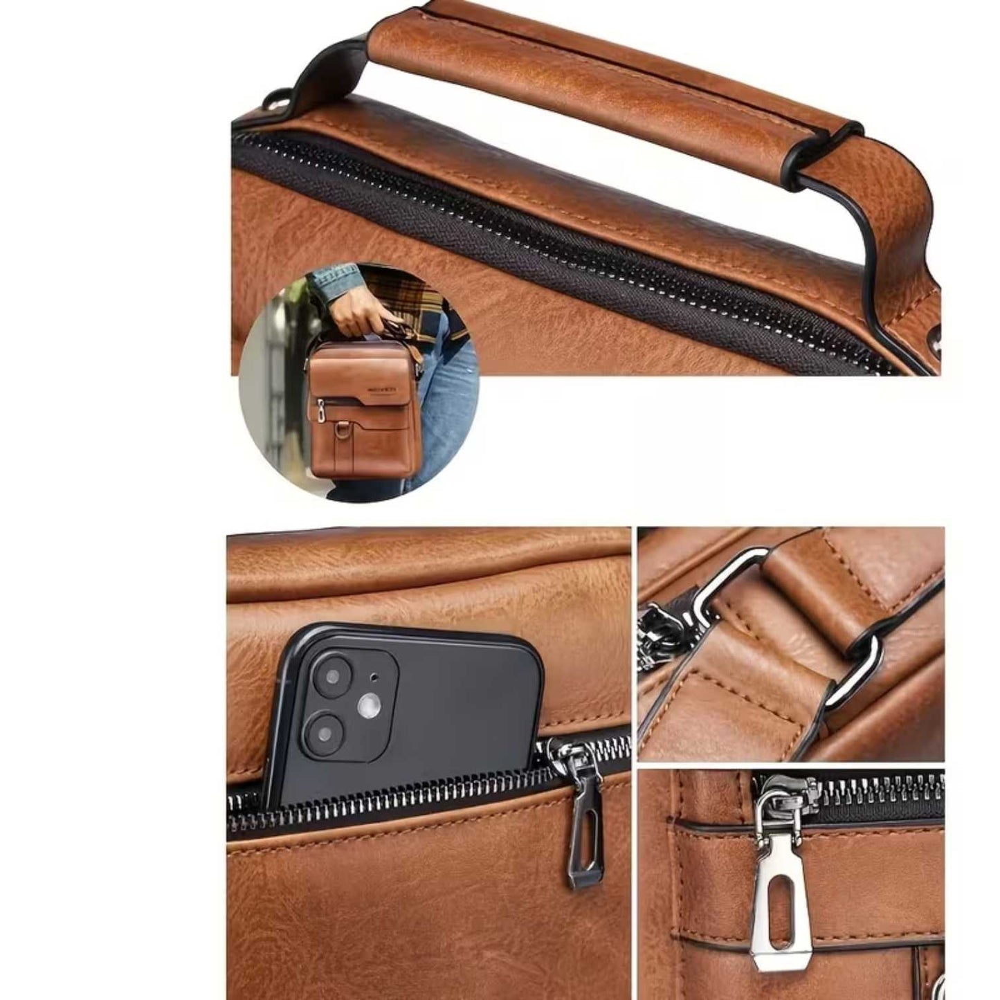 Genuine Leather Shoulder Bag – Sturdy Vintage Crossbody Bag