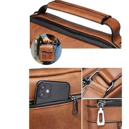 Genuine Leather Shoulder Bag – Sturdy Vintage Crossbody Bag