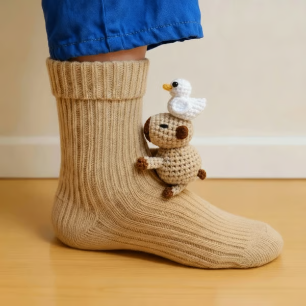 Fun 3D Animal Cosy Socks – Non-Slip Sole, One Size