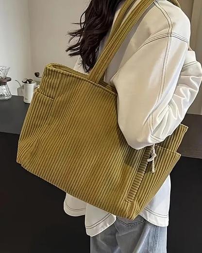 Genuine Leather Tote Bag for Women – Spacious Shoulder Bag with Cord Detail | Sienna