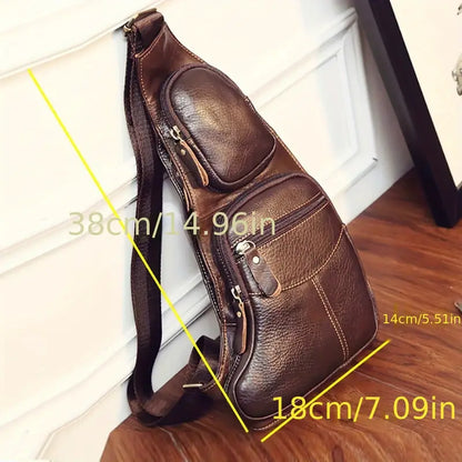 Genuine Leather Shoulder Bag for Men – Compact Vintage Crossbody Bag | Zachary