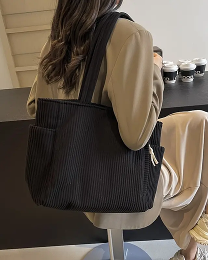 Genuine Leather Tote Bag for Women – Spacious Shoulder Bag with Cord Detail | Sienna