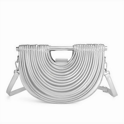 Half-Moon Shoulder Bag for Women – Metallic Evening Handbag