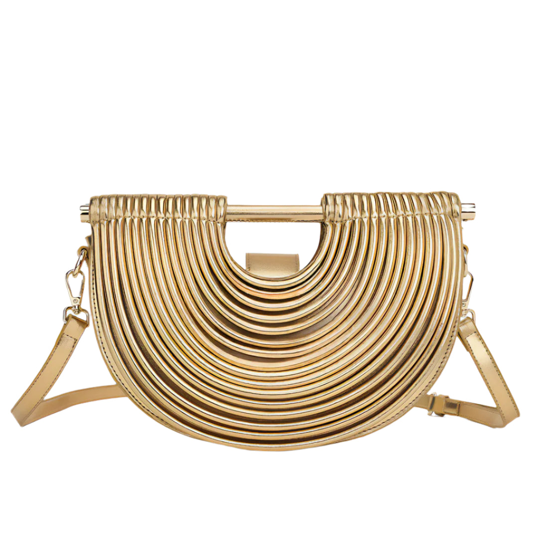 Half-Moon Shoulder Bag for Women – Metallic Evening Handbag