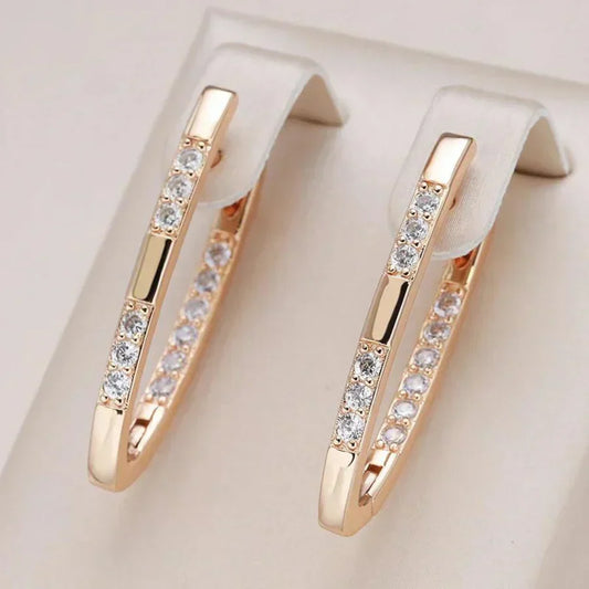 Chic V-Shaped Hoop Earrings – Gold or White Gold Finish