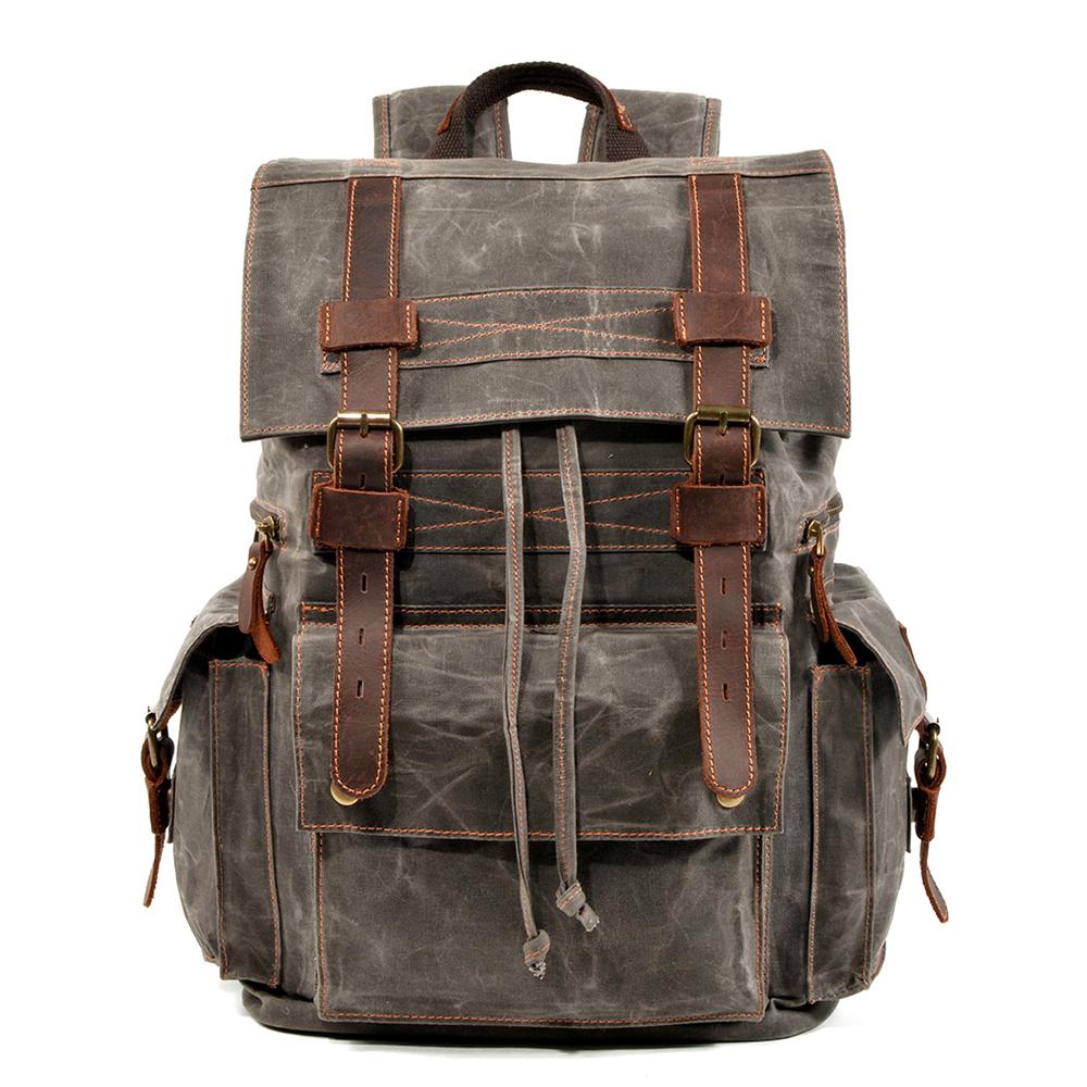 Waxed Canvas & Genuine Leather Rucksack – Large 20L Backpack | Brian