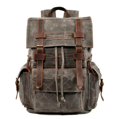 Waxed Canvas & Genuine Leather Rucksack – Large 20L Backpack