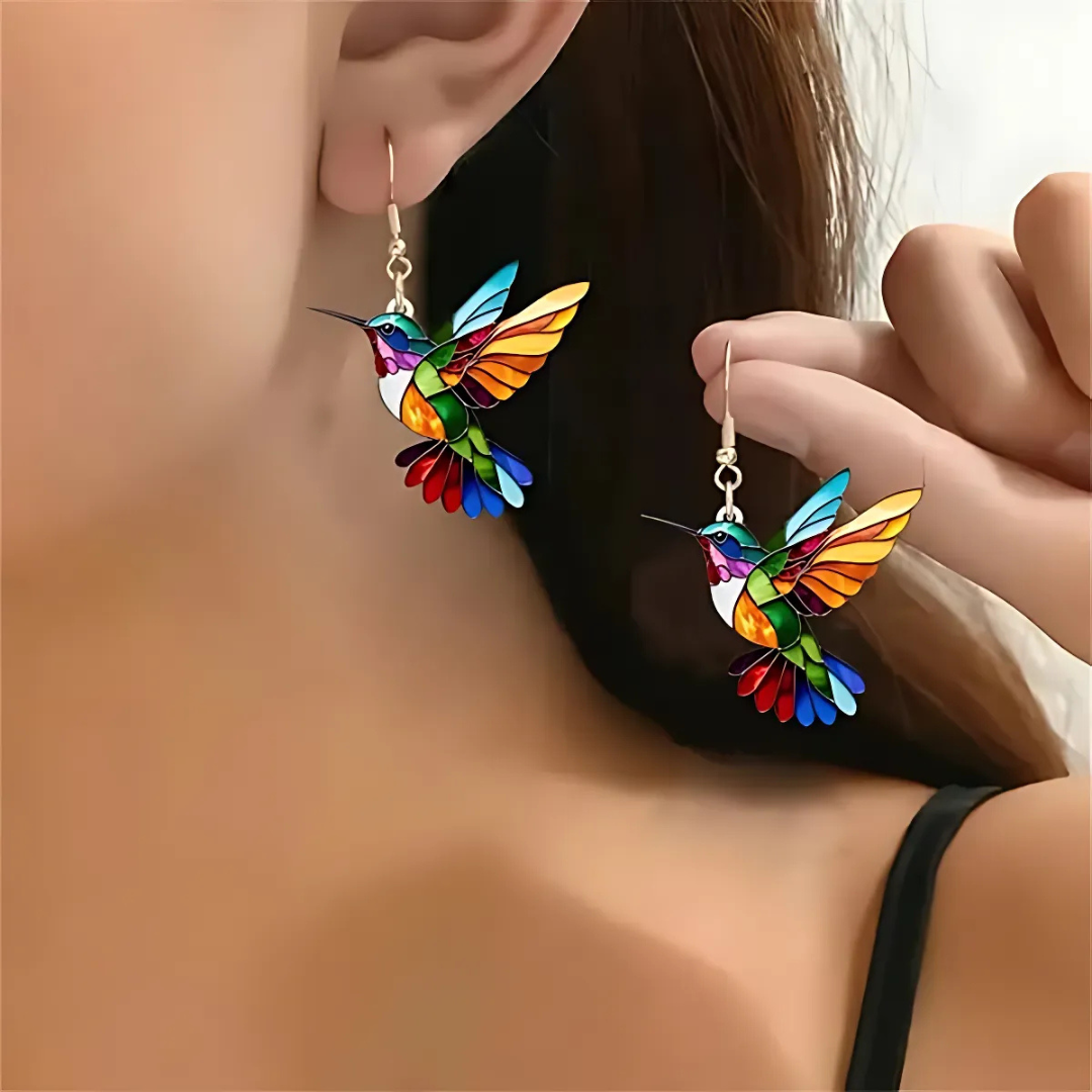 Hummingbird Pendant Necklace with Matching Earrings – Gift Set
