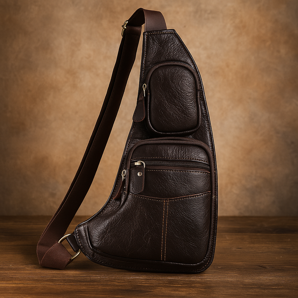 Genuine Leather Shoulder Bag for Men – Compact Vintage Crossbody Bag | Zachary